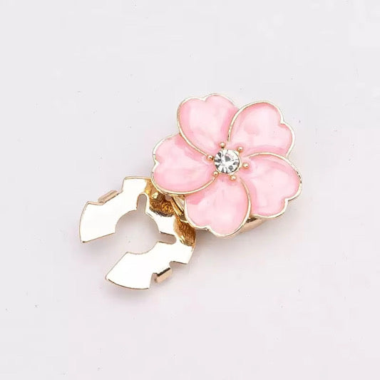 CLIP BUTTON PINK FLOWER