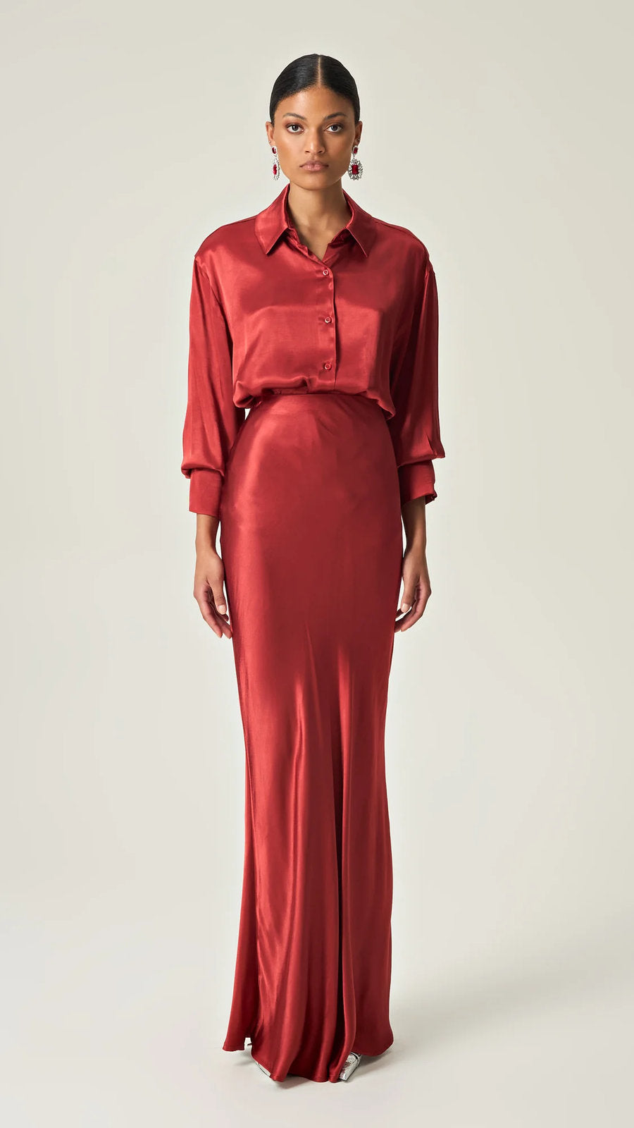 SHIRT SCARLET SATIN GRACE