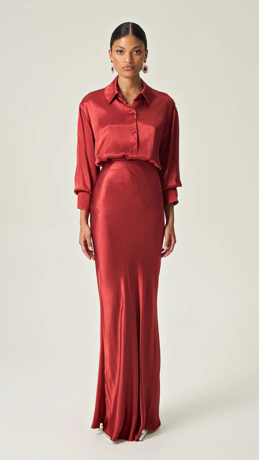 SHIRT SCARLET SATIN GRACE