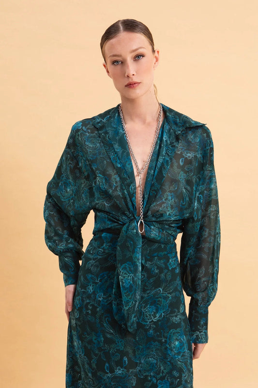 OVERSIZED SHIRT TEAL ELEGANCE