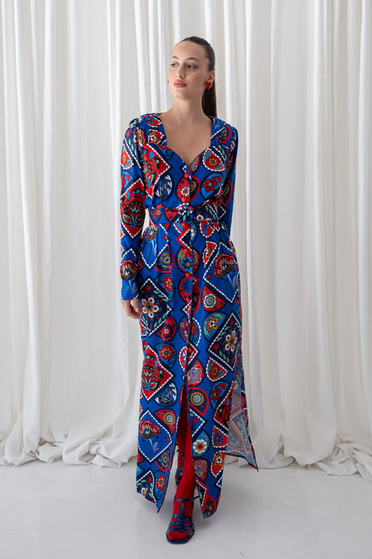 Yasmina Maxi Vintage Dress μπλε