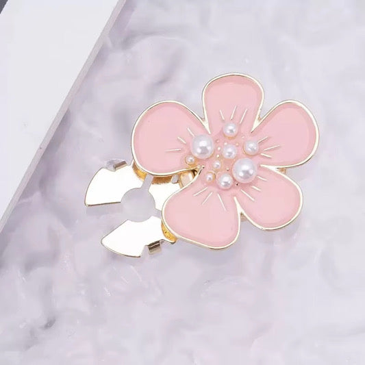 CLIP BUTTON BIG PINK FLOWER