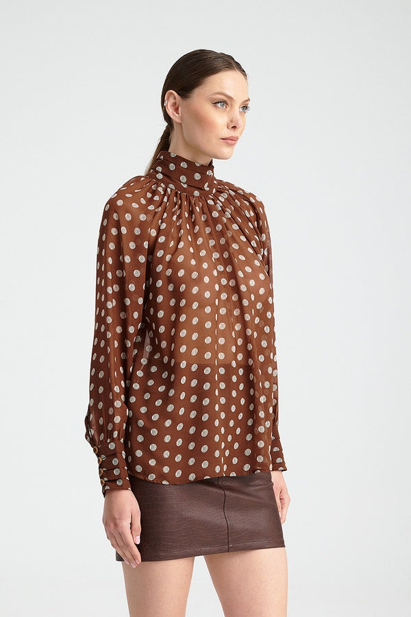 Lush Blouse Καφέ