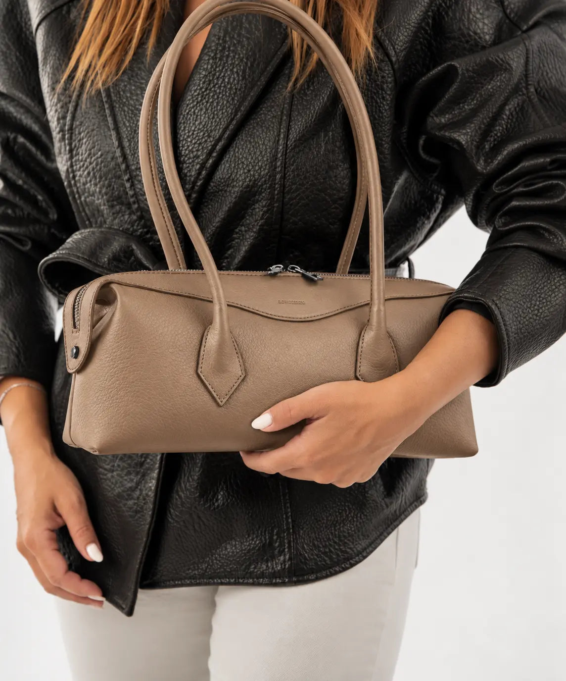 Warm Beige Leather Lydia Bag by Bonendis