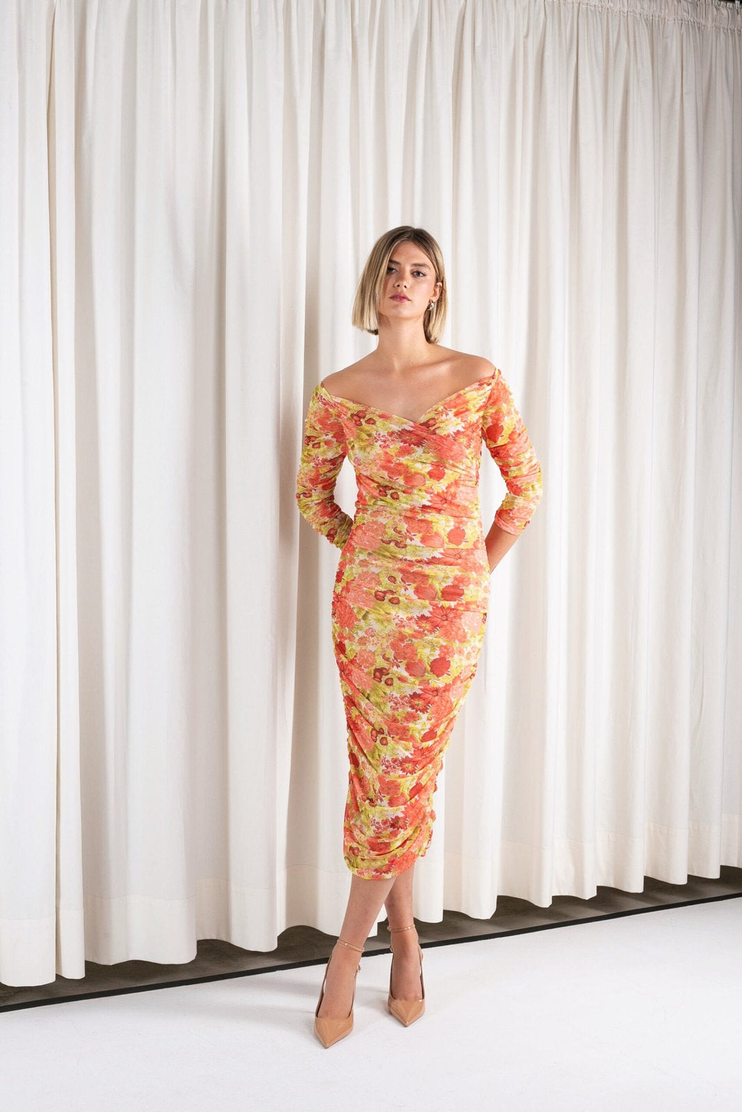 TULLE MIDI DRESS PEACH ROMANCE