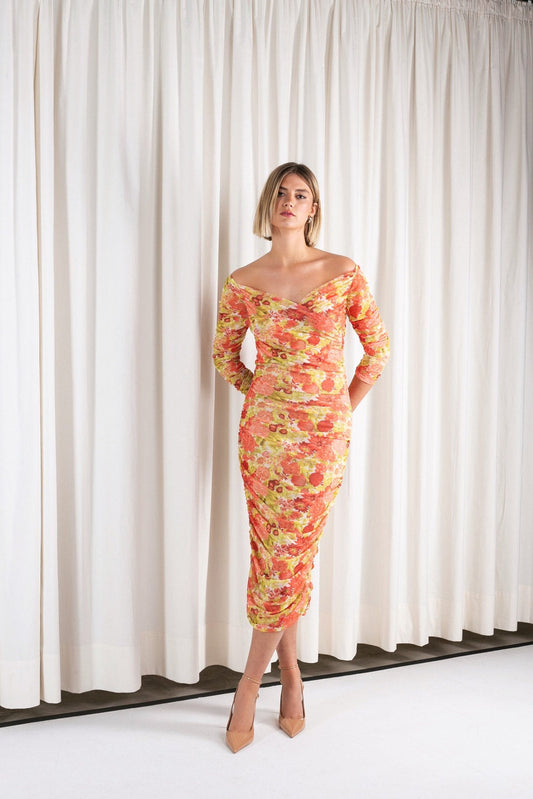 TULLE MIDI DRESS PEACH ROMANCE